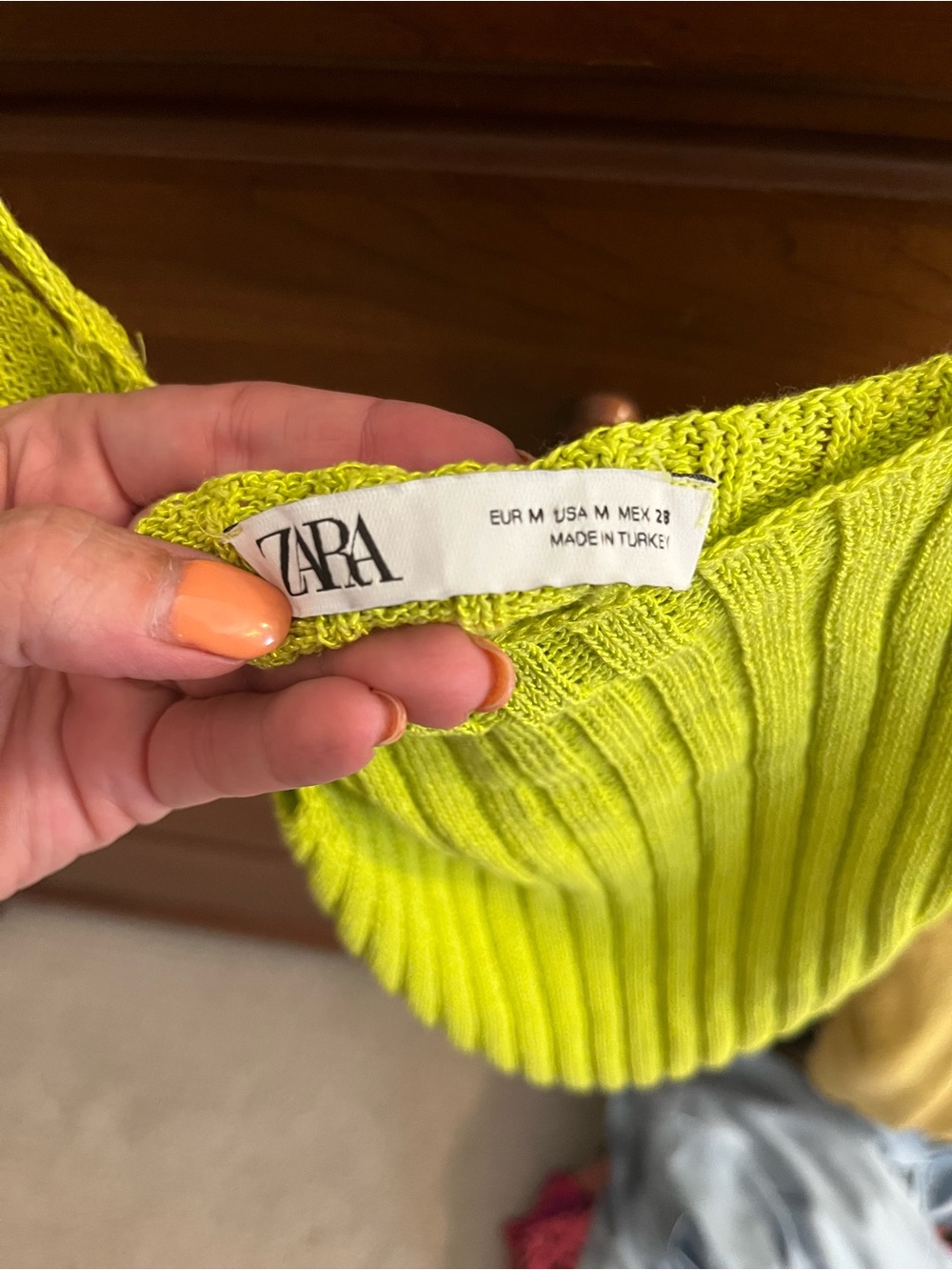 Zara Ribbed Lime Ribbed Tank Top - Picture 4 of 5